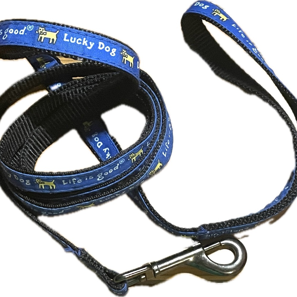 Life Is Good Blue and Black “Lucky Dog” Dog Leash